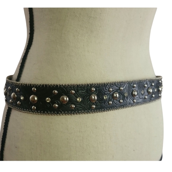 Kathy Van Zeeland Black Western Rhinestone Belt Small - Picture 9 of 12